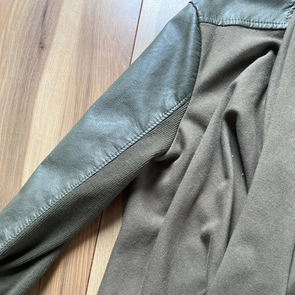Blank NYC Draped Faux Leather Asymmetrical Jacket Olive Green S - Picture 6 of 11